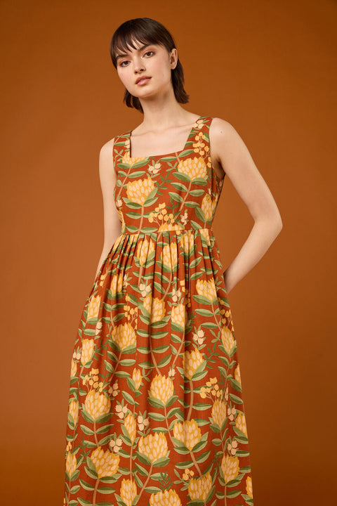 Protea Flower Midi Dress