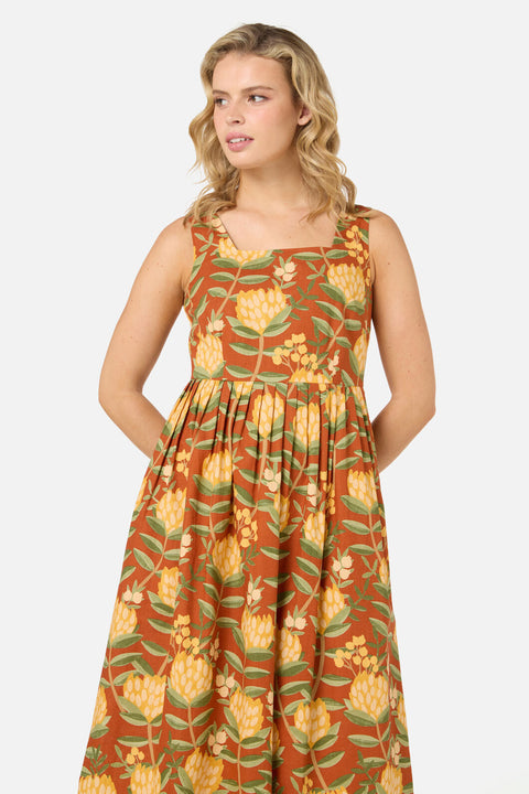 Protea Flower Midi Dress