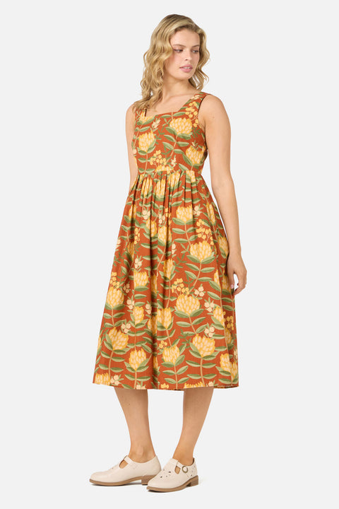 Protea Flower Midi Dress