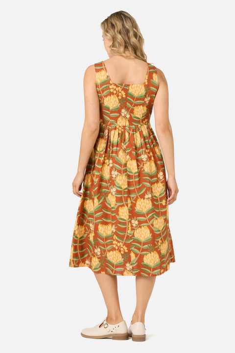Protea Flower Midi Dress