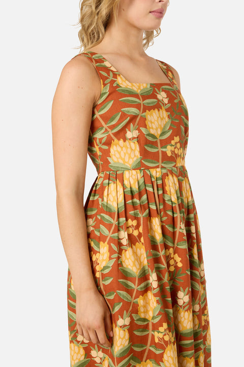 Protea Flower Midi Dress
