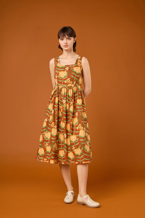 Protea Flower Midi Dress