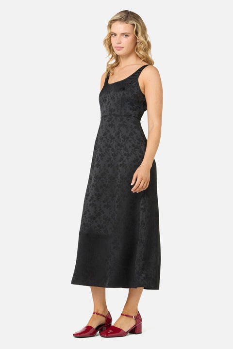 Roma Satin Embossed Midi Dress