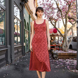 Roma Satin Embossed Midi Dress