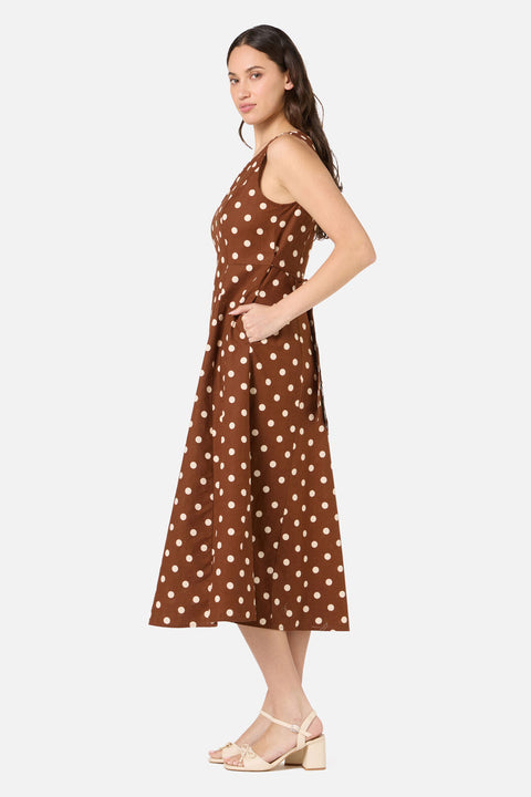 brown polka dot midi dress Polka Dot Midi Dress Chocolate / 4 (AU)