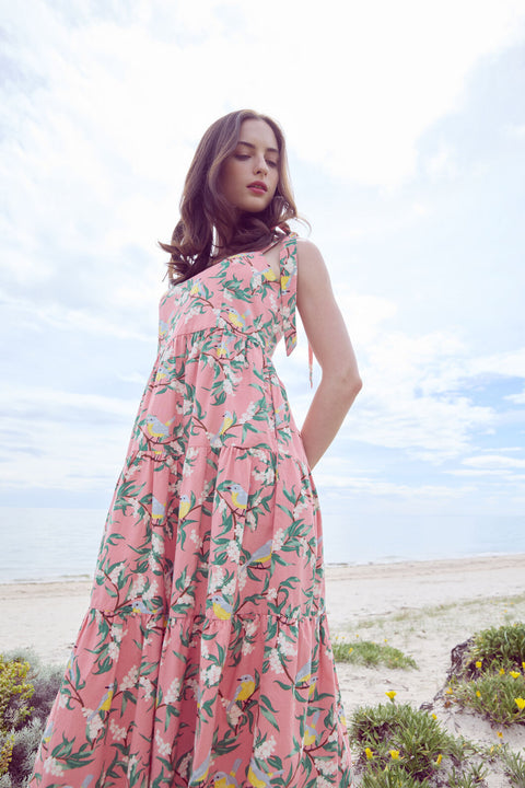 Yellow Robin Tiered Midi Dress