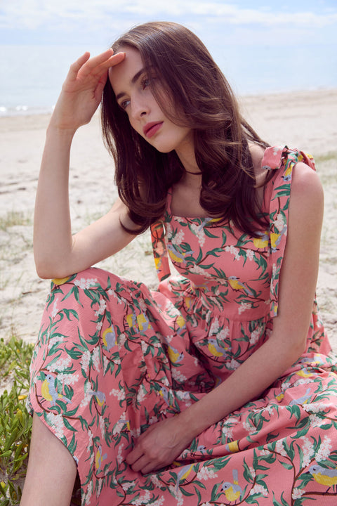 Yellow Robin Tiered Midi Dress