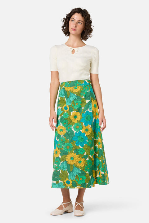 Nellie 70's Floral Wrap Skirt
