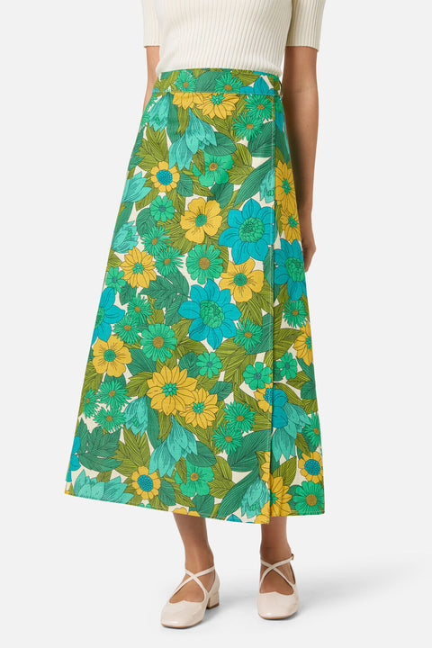 Nellie 70's Floral Wrap Skirt