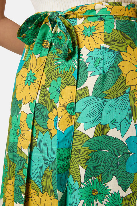 Nellie 70's Floral Wrap Skirt