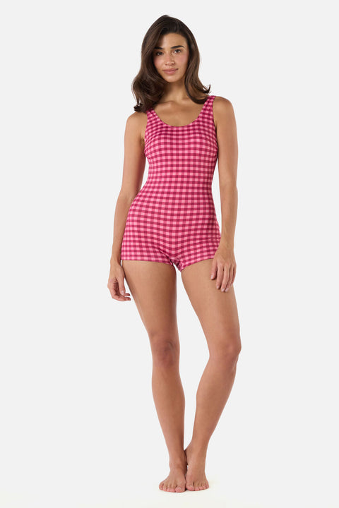 Gingham Boyleg One Piece