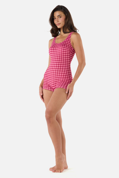 Gingham Boyleg One Piece