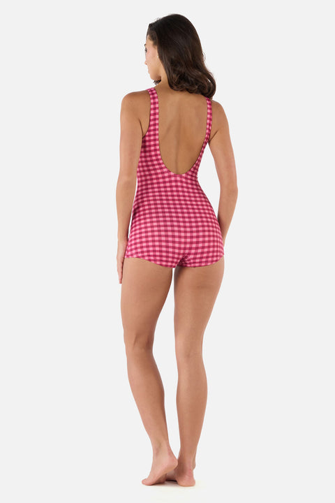 Gingham Boyleg One Piece