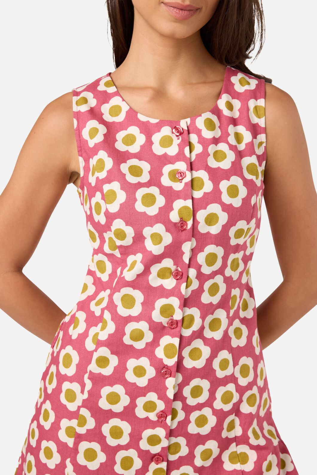 Janie 60'S Button Mini Dress