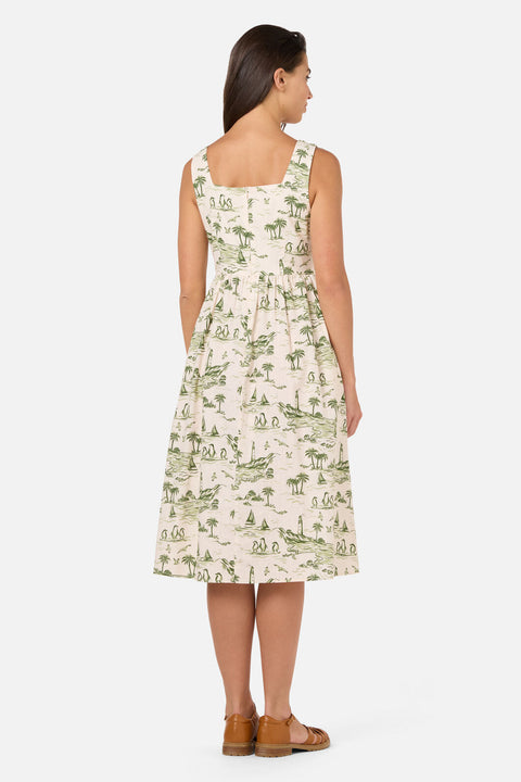 Seaside Toile Midi Dress