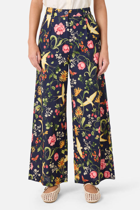 Whimsical Garden Wide Leg Cotton Pants