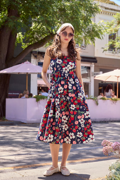 Berries N Cream Midi Dress Navy / 12 (AU) Berries N Cream Midi Dress Navy / 12 (AU)