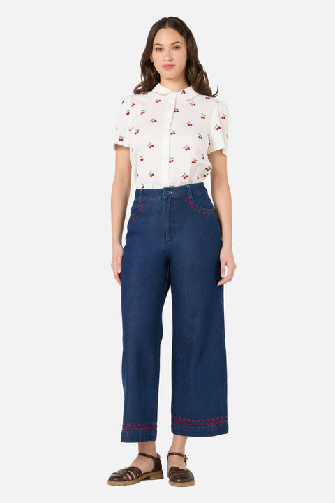 Cherry Ditsy Embroidered Blouse
