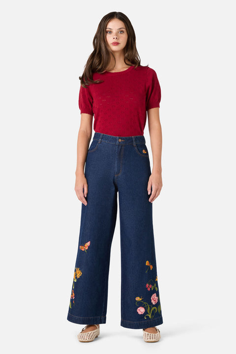 Whimsical Embroidered Jean