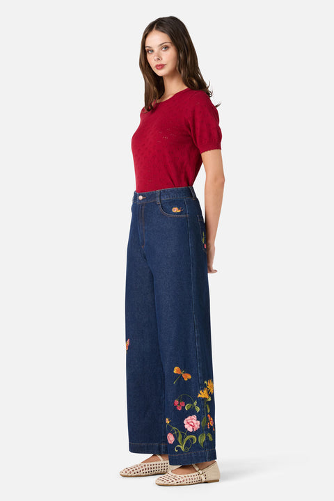 Whimsical Embroidered Jean