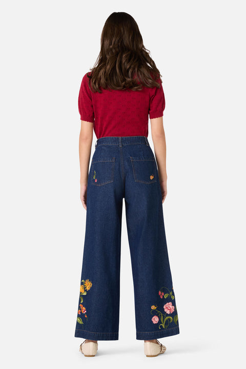 Whimsical Embroidered Jean