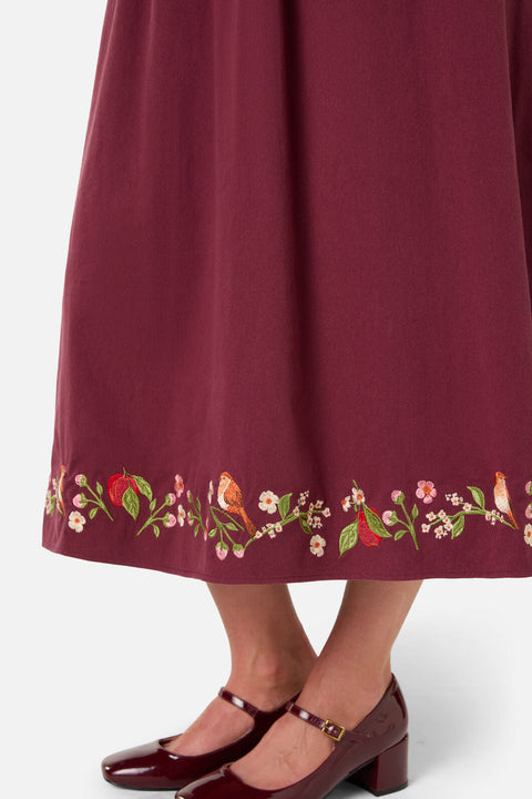 Apple & Robin Embroidered Midi Dress Wine / 20 (AU) Apple & Robin Embroidered Midi Dress Wine / 20 (AU)