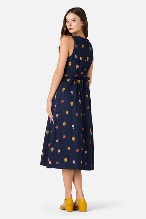 Honey Bee Embroidered Midi Dress Navy / 6 (AU) Honey Bee Embroidered Midi Dress Navy / 6 (AU)
