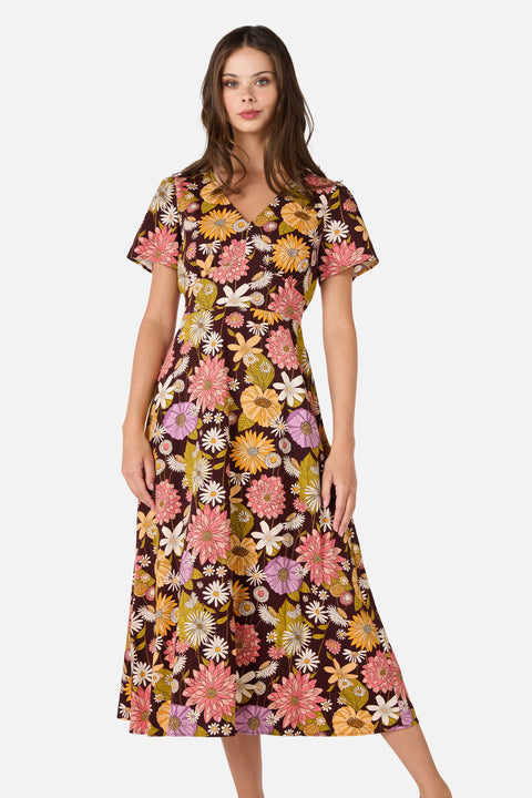 Leonie Floral Midi Dress Plum / 4 (AU) Leonie Floral Midi Dress Plum / 4 (AU)