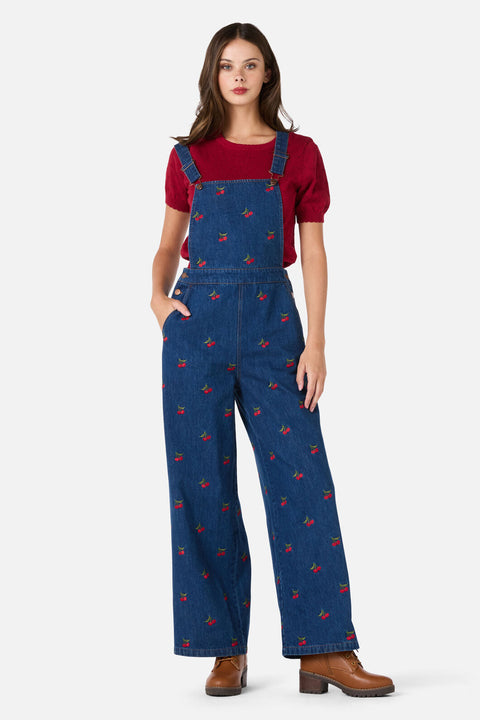 Cherry Embroidered Denim Overalls Blue Denim / 14 (AU) Cherry Embroidered Denim Overalls Blue Denim / 14 (AU)
