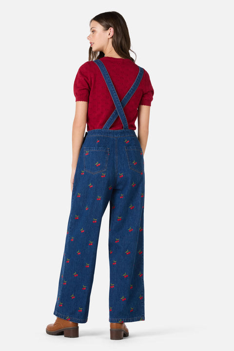 Cherry Embroidered Overall
