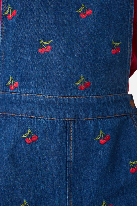 Cherry Embroidered Denim Overalls Blue Denim / 14 (AU) Cherry Embroidered Denim Overalls Blue Denim / 14 (AU)