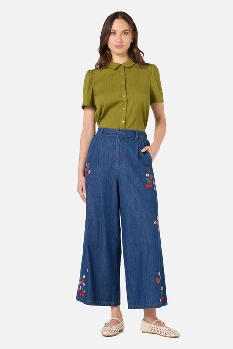Berry Bloom Embroidered Culotte