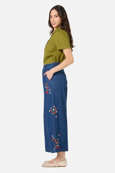 Berry Bloom Embroidered Culotte