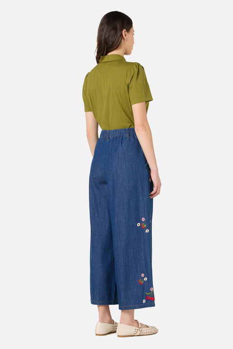 Berry Bloom Embroidered Culotte