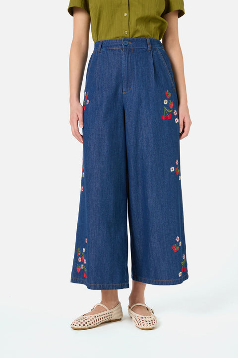 Berry Bloom Embroidered Culotte