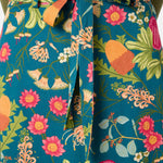Colorful floral patterned skirt with a focus on vibrant colors and intricate design.