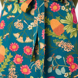 Colorful floral patterned skirt with a focus on vibrant colors and intricate design.
