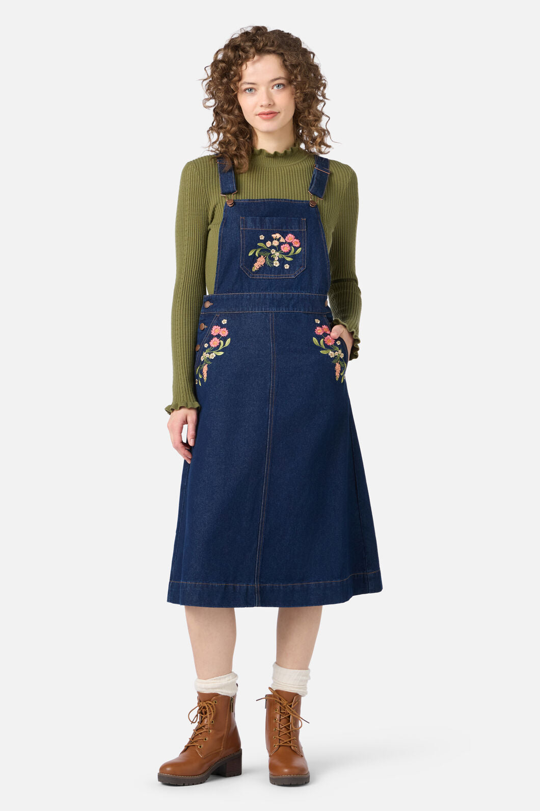 Native Embroidered Denim Pinafore Dress – ModCloth