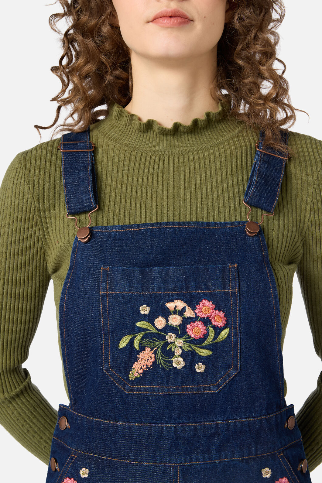 Native Embroidered Denim Pinafore Dress – ModCloth