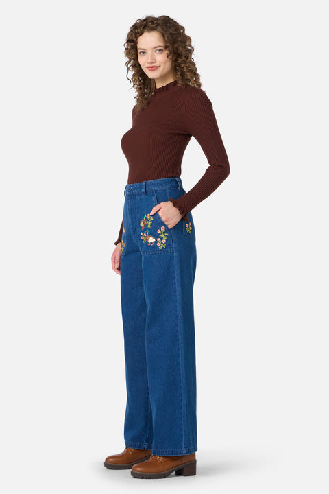 Sweet Ducks Embroidered Denim Jean