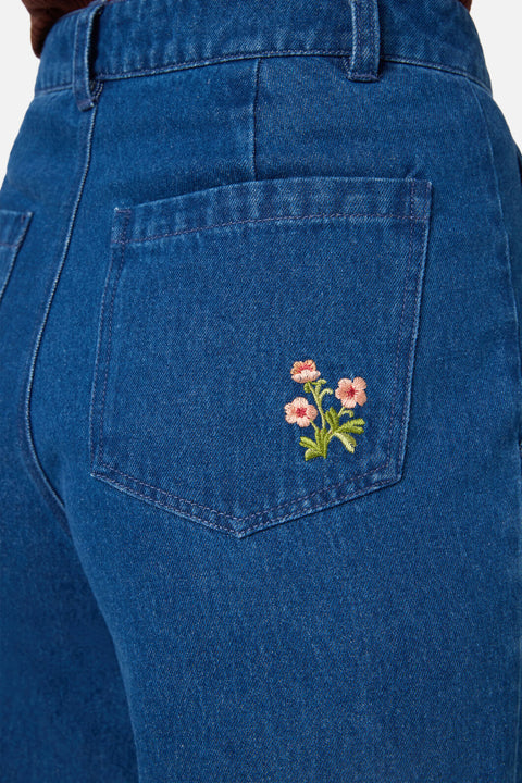 Sweet Ducks Embroidered Denim Jean