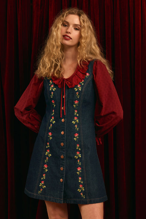 Roses Embroidered Pinafore