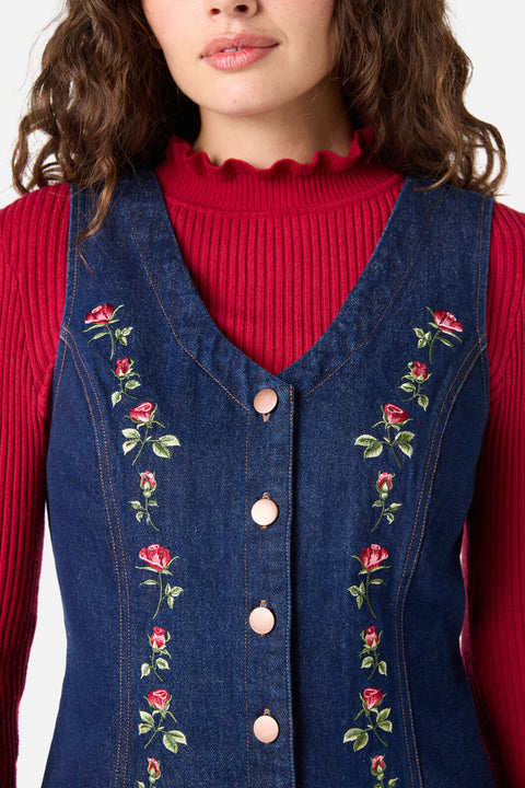 Roses Embroidered Pinafore