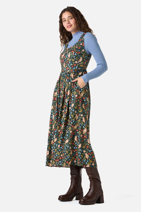Forest Owl Midi Dress