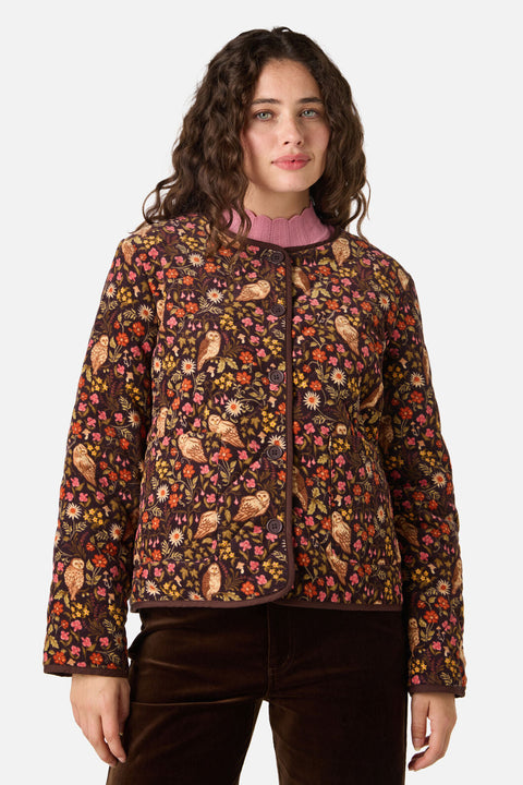Forest Owl Quilted Cord Jacket