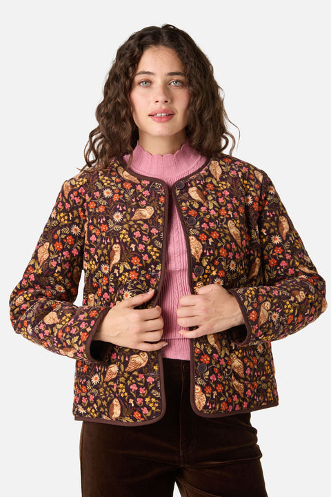 Forest Owl Quilted Cord Jacket