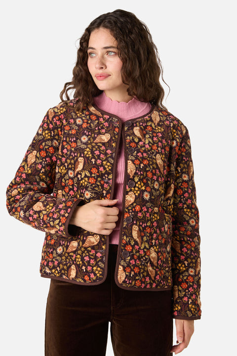 Forest Owl Quilted Cord Jacket