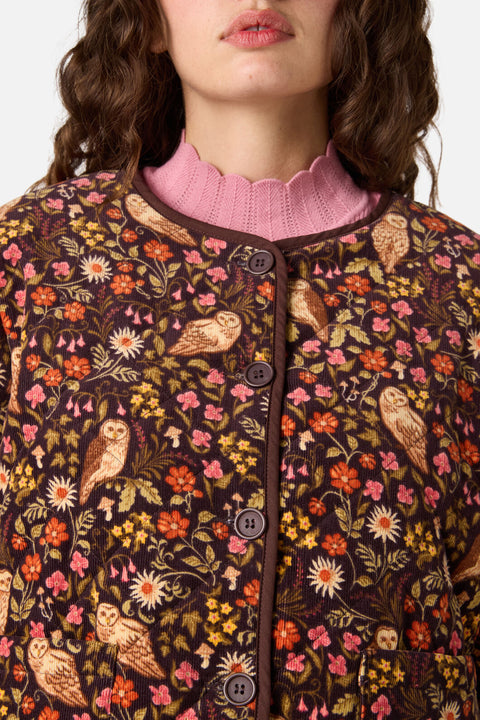 Forest Owl Quilted Cord Jacket