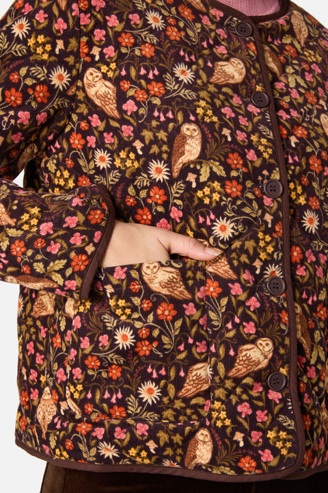 Forest Owl Quilted Cord Jacket