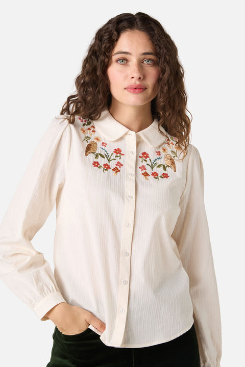 Owl Embroidered Blouse